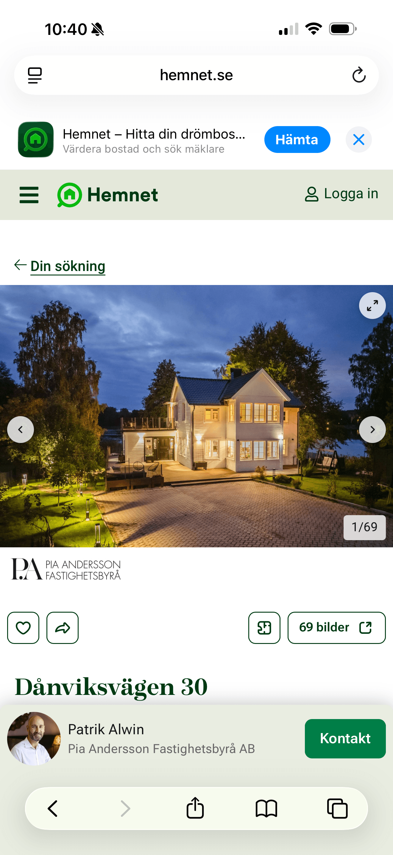 Dånviksvägen i Rönninge